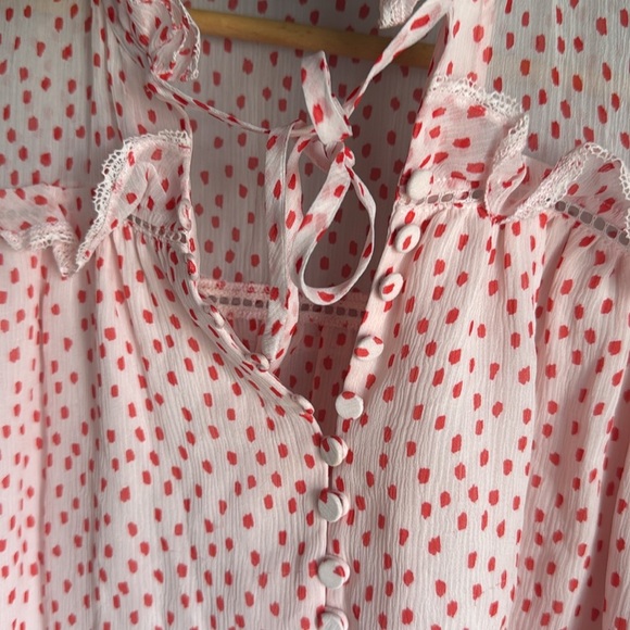 Jonathan Simkhai Delicate Romantic Silk Crepe Polka Dot Print Blouse Small - Picture 10 of 12